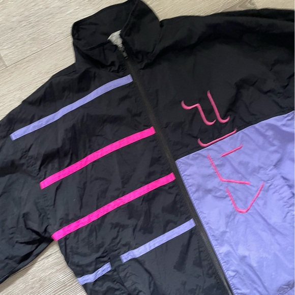 90s Vintage Fila Windbreaker Tracksuit Jacket Pant Set Purple Size 10 Retro RARE - Picture 4 of 9